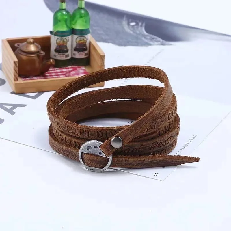 Customized 5 circles press letters punk wristbands and belt women's men's leather bracelet, 3 colors
Customized 5 circles press letters punk wristbands and belt women's men's leather bracelet, 3 colors