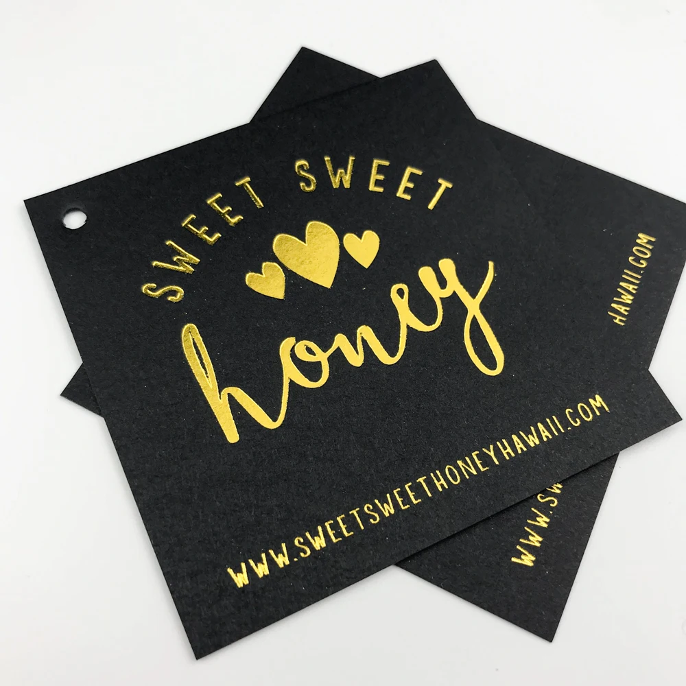 Factory good quality custom gold printing black matte cardstock hang tags for clothing, Customized color
Factory good quality custom gold printing black matte cardstock hang tags for clothing, Customized color
