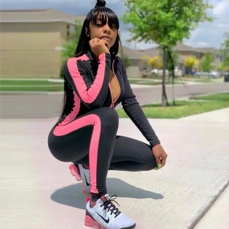 4 color long sleeve jumpsuits striped patchwork zippers jumpsuit women suit autumn spring stretchy outfits body
4 color long sleeve jumpsuits striped patchwork zippers jumpsuit women suit autumn spring stretchy outfits body