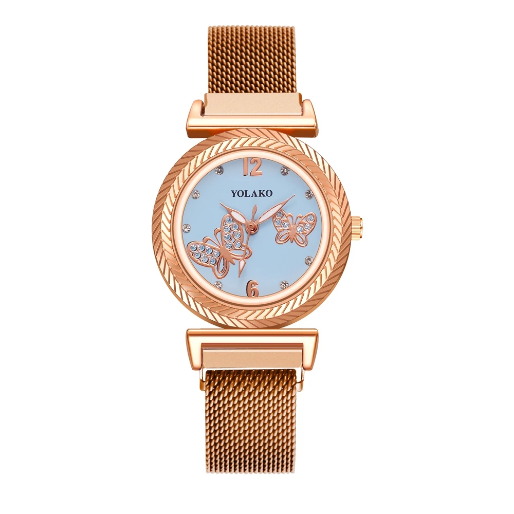 Spot Milanese magnet buckle butterfly pattern diamond ladies quartz watch, As picture
Spot Milanese magnet buckle butterfly pattern diamond ladies quartz watch, As picture