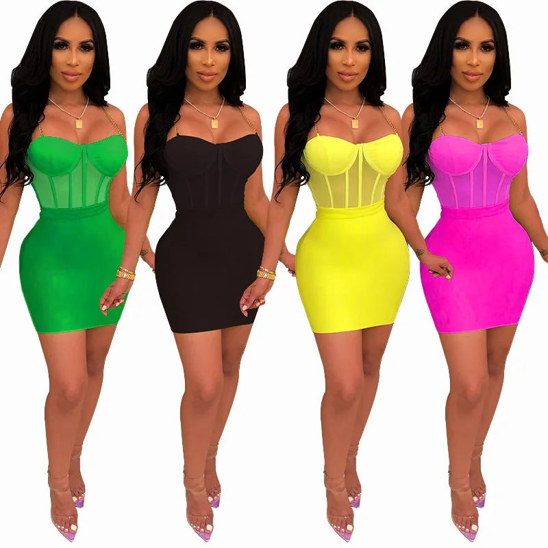 Wholesale cheap sexy women mesh prom tight top short mini transparent night club party evening two piece set vestidos, Shown 
Wholesale cheap sexy women mesh prom tight top short mini transparent night club party evening two piece set vestidos, Shown