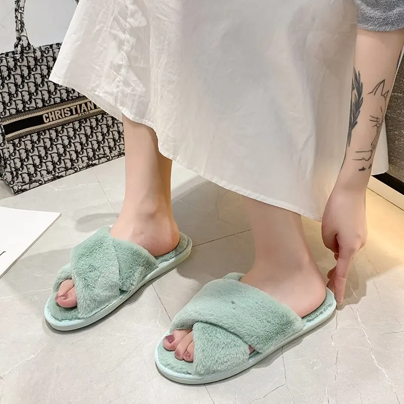 Cross Band Soft Plush Fleece House Indoor Or Outdoor Bedroom Slipper Open Toe Faux Fur Fluffy House Flats Winter Women's Fur Sli
Cross Band Soft Plush Fleece House Indoor Or Outdoor Bedroom Slipper Open Toe Faux Fur Fluffy House Flats Winter Women's Fur Sli