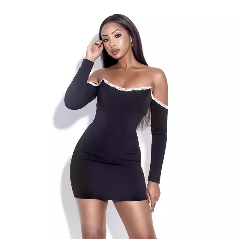 C1013 Rhinestone Bandage Dresses Sexy Bodycon Long Sleeve Boat-Neck Solid Color Fashion Party Club Dress, Black,white
C1013 Rhinestone Bandage Dresses Sexy Bodycon Long Sleeve Boat-Neck Solid Color Fashion Party Club Dress, Black,white