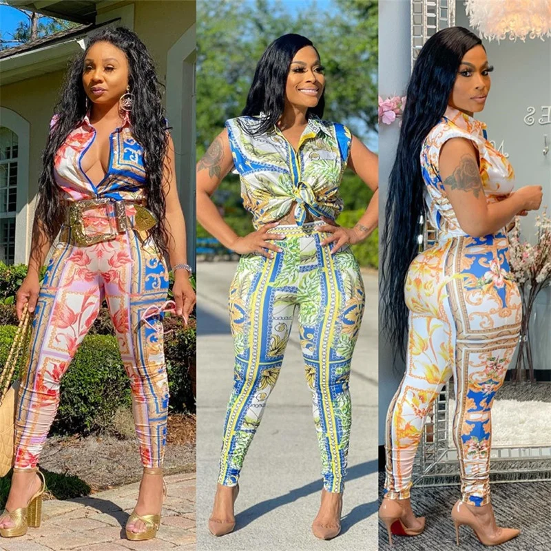 RX New style tie up floral shirt and pants rompers woman clothing 2 pieces set sleeveless lapel custom 2 piece sets women, As picture shows or customized color
RX New style tie up floral shirt and pants rompers woman clothing 2 pieces set sleeveless lapel custom 2 piece sets women, As picture shows or customized color
