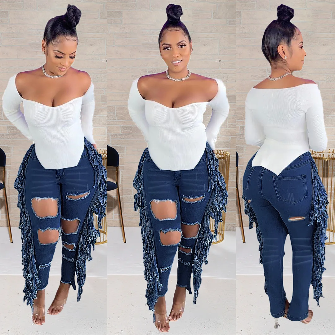 Wholesale fashion sexy jeans women cut out hole plus size pants & jeans cloth tassel casual ladies jeans
Wholesale fashion sexy jeans women cut out hole plus size pants & jeans cloth tassel casual ladies jeans