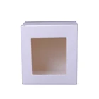 Small White Paper Cardboard Party Gift Craft Bakery Cookies Candy Packing Boxes with Clear PVC Window
