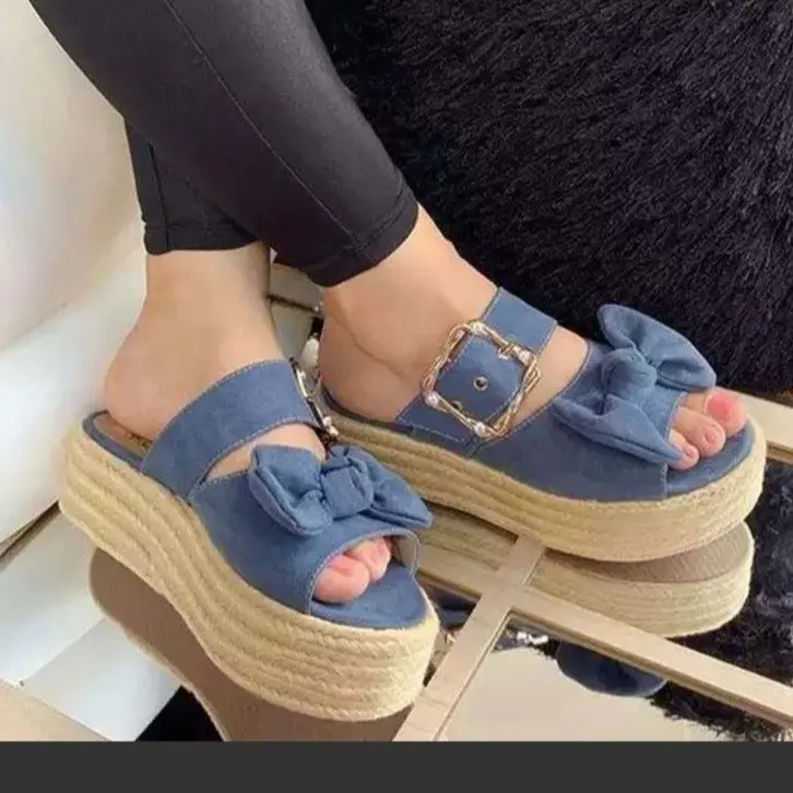 2021 new fashion plain suede leather bow ties cross strap buckle adjustable platform slipper sandals for women straw sole sandal, Picture show
2021 new fashion plain suede leather bow ties cross strap buckle adjustable platform slipper sandals for women straw sole sandal, Picture show