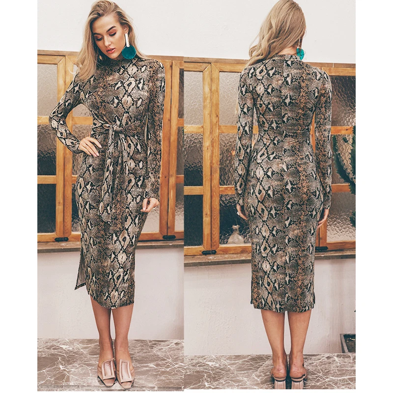 Free Shipping ladies high quality sexy turtleneck collar long sleeve dress women casual clothes snake printed bodycon dress
Free Shipping ladies high quality sexy turtleneck collar long sleeve dress women casual clothes snake printed bodycon dress
