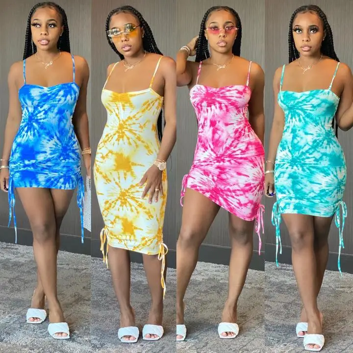 R893 Vendors Clothes Summer Women's Ladies Beach Dress Casual Fashion Tie Dye Spaghetti Strap Drawstring Woman Dress
R893 Vendors Clothes Summer Women's Ladies Beach Dress Casual Fashion Tie Dye Spaghetti Strap Drawstring Woman Dress