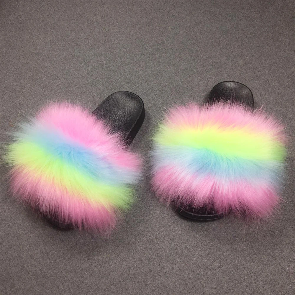 Fashion Women Vegan Faux Fur Slides Open Toe Fluffy Rainbow Sandals House Slide Women Summer Slippers, Multi color
Fashion Women Vegan Faux Fur Slides Open Toe Fluffy Rainbow Sandals House Slide Women Summer Slippers, Multi color