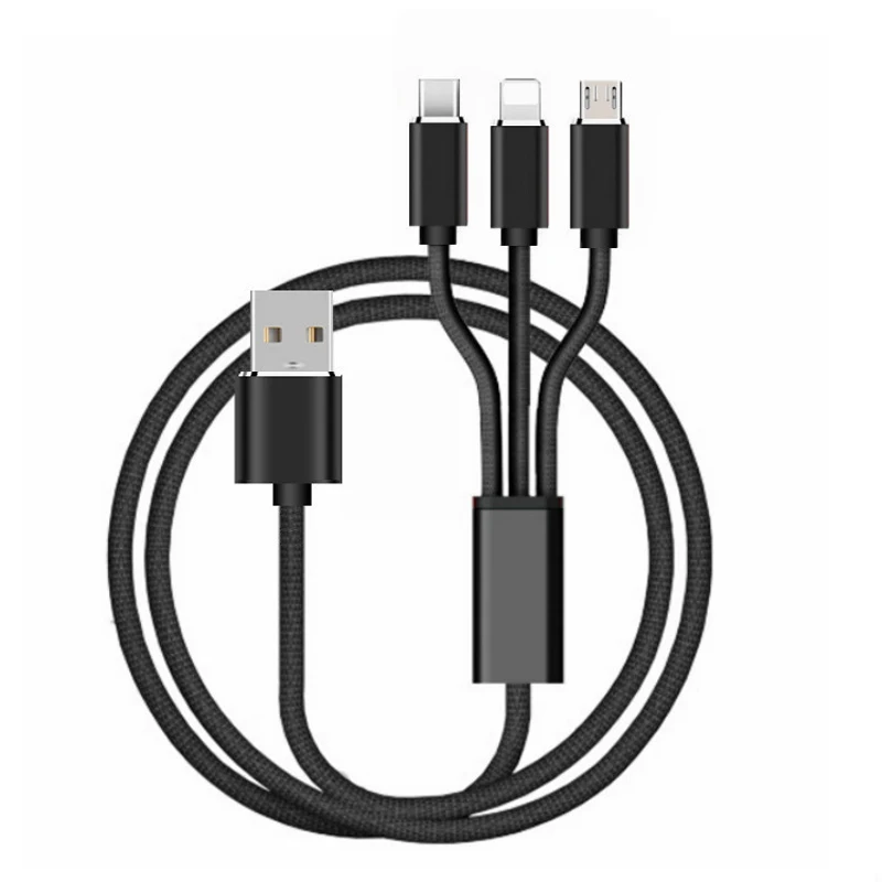 2021 trending high quality 3 in 1 fast charging black braid cable for iphone with charger kit wholesale, Black/red/blue odm
2021 trending high quality 3 in 1 fast charging black braid cable for iphone with charger kit wholesale, Black/red/blue odm