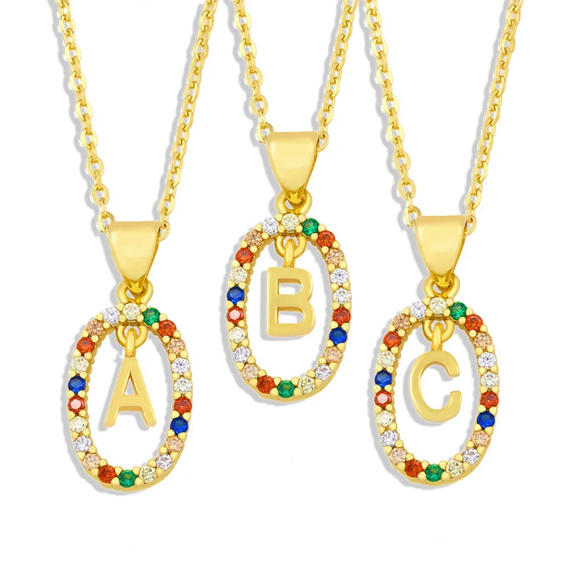 New Jewelry Oval Shape Micro Inlaid Color Zircon Personality Hip Hop 26 Letters Pendant Necklace Valentine's Day Jewelry Female
New Jewelry Oval Shape Micro Inlaid Color Zircon Personality Hip Hop 26 Letters Pendant Necklace Valentine's Day Jewelry Female