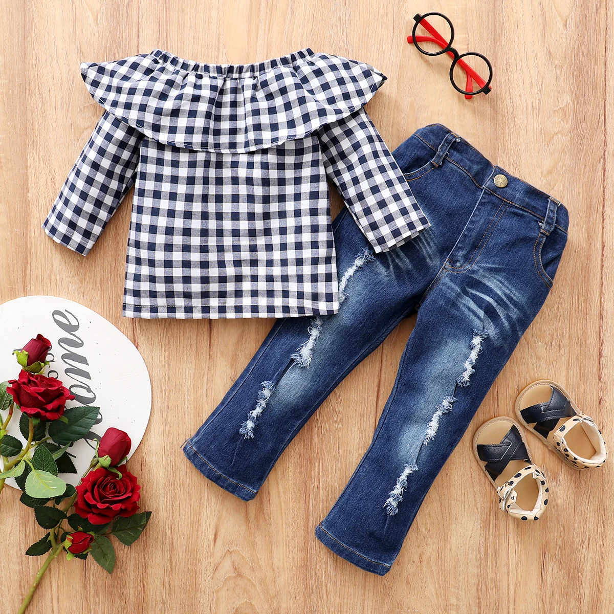 Wholesale Girl's Clothing Sets Plaid Tops+Denim Trousers Boutique Summer Girl's Outfits
Wholesale Girl's Clothing Sets Plaid Tops+Denim Trousers Boutique Summer Girl's Outfits