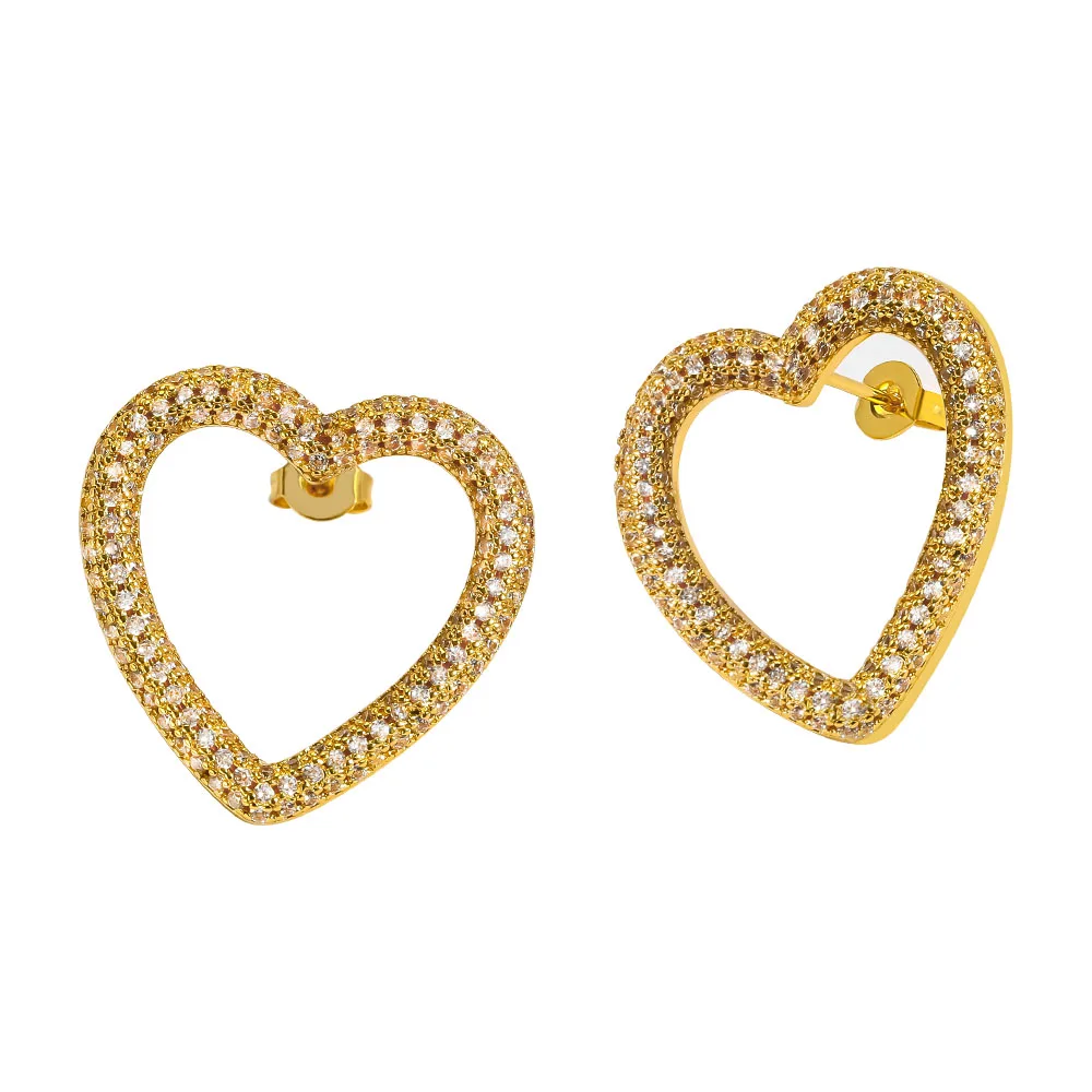 Newest European Full Cubic Zirconia Hollow Heart Earring 18K Gold Plated CZ Zircon Love Heart Earrings For Women
Newest European Full Cubic Zirconia Hollow Heart Earring 18K Gold Plated CZ Zircon Love Heart Earrings For Women