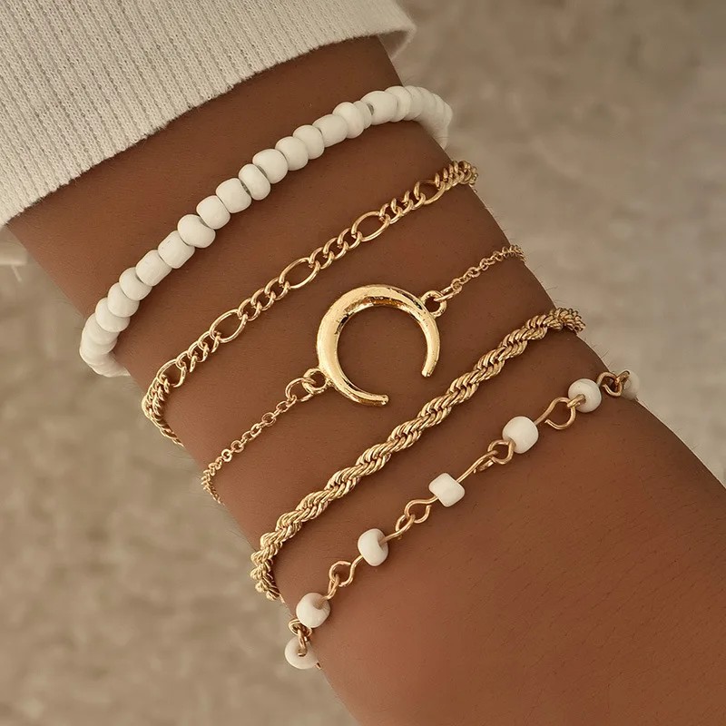 17KM bohemian multi layer moon beaded bracelet gold color simple chain bracelet for women fashion jewelry, Colorful
17KM bohemian multi layer moon beaded bracelet gold color simple chain bracelet for women fashion jewelry, Colorful