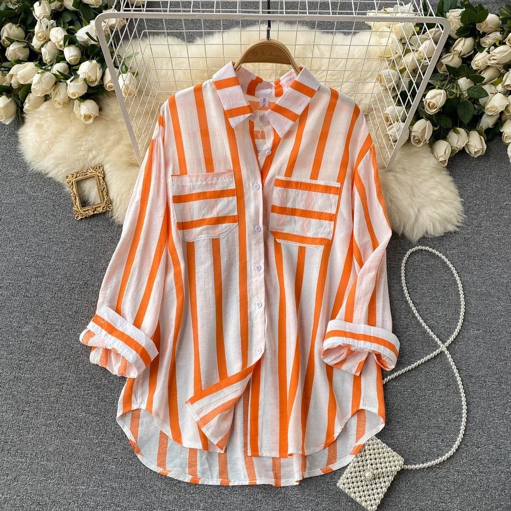 Autumn New Women's Blouses & Shirts Mid-length Striped Shirt For Women Casual Loose Coat Top Women's Shirt
Autumn New Women's Blouses & Shirts Mid-length Striped Shirt For Women Casual Loose Coat Top Women's Shirt