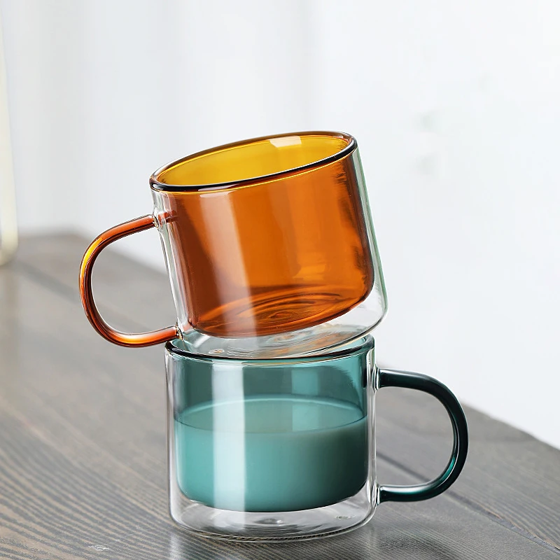 DD228 High Borosilicate Glass Cup With Handle Transparent Color Liner Tumbler Drink Milk Double Wall Clear Glass Mug
DD228 High Borosilicate Glass Cup With Handle Transparent Color Liner Tumbler Drink Milk Double Wall Clear Glass Mug