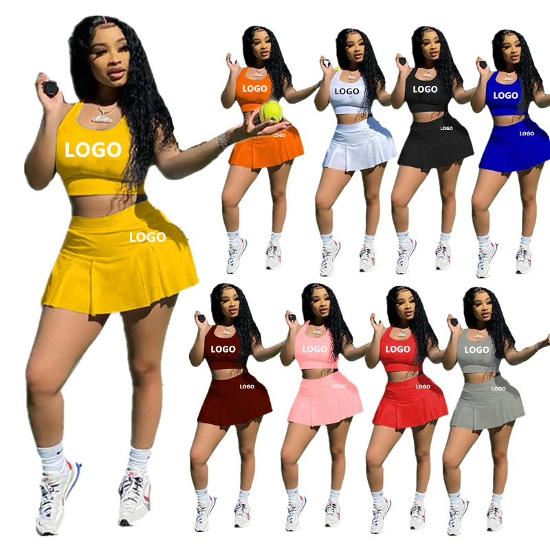 Sexy Crop Top Solid Color mini dresses sets Women Clothing 2021 Summer Sports Folding Skirt Two Piece Skirt Set, 15 colors
Sexy Crop Top Solid Color mini dresses sets Women Clothing 2021 Summer Sports Folding Skirt Two Piece Skirt Set, 15 colors