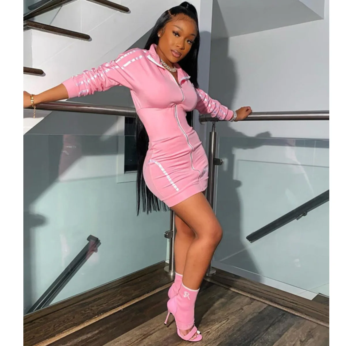 Autumn Striped Long Sleeve Down Collar Women Short Buttocks Sexy Mini Nightclub Charming Dress, Customized color
Autumn Striped Long Sleeve Down Collar Women Short Buttocks Sexy Mini Nightclub Charming Dress, Customized color