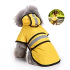 Fashion Reflective Pet Dog Raincoat Water Proof Polyester Dog Rain Coat Hooded Slicker Poncho