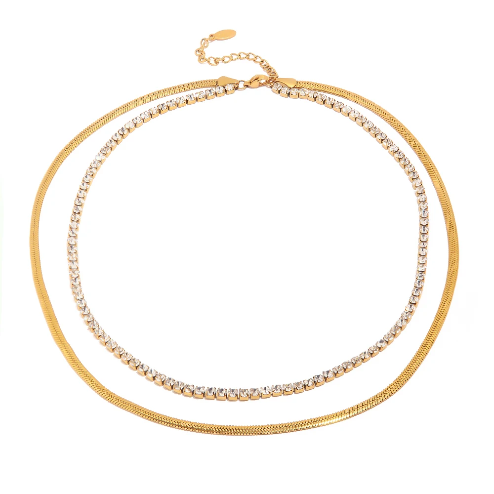 New Trend Stainless Steel Snake Chain Tennis Chain Zircon Double Layer Necklace for Girls
New Trend Stainless Steel Snake Chain Tennis Chain Zircon Double Layer Necklace for Girls