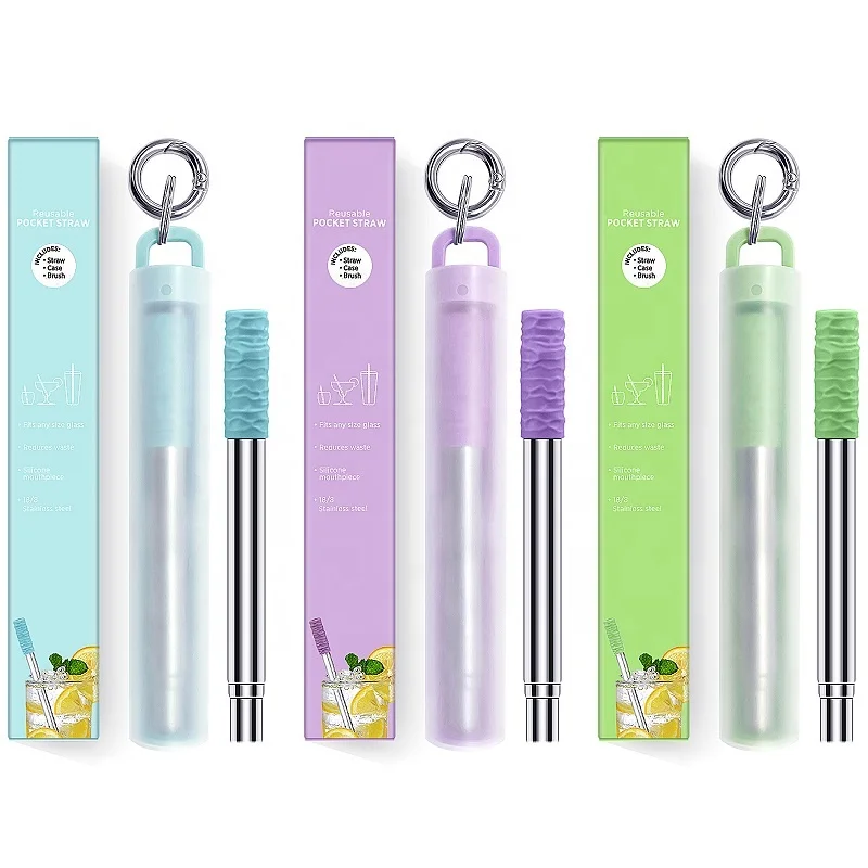 Eco friendly products 2021 Pocket Collapsible Metal Drinking Straw with Case ,Portable Straws for Travel, Customized
Eco friendly products 2021 Pocket Collapsible Metal Drinking Straw with Case ,Portable Straws for Travel, Customized