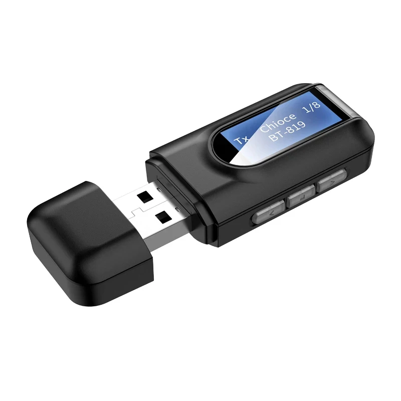 Newest BT 5.0 Transmitter and Receiver 2 in 1 with 3.5mm jack and lids to cover the USB Mini Wireless Audio Receiver, Black
Newest BT 5.0 Transmitter and Receiver 2 in 1 with 3.5mm jack and lids to cover the USB Mini Wireless Audio Receiver, Black