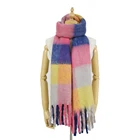 OEM Custom Logo Lady Winter Tassel new fashion colorful scarf shawl wrap neck scarf