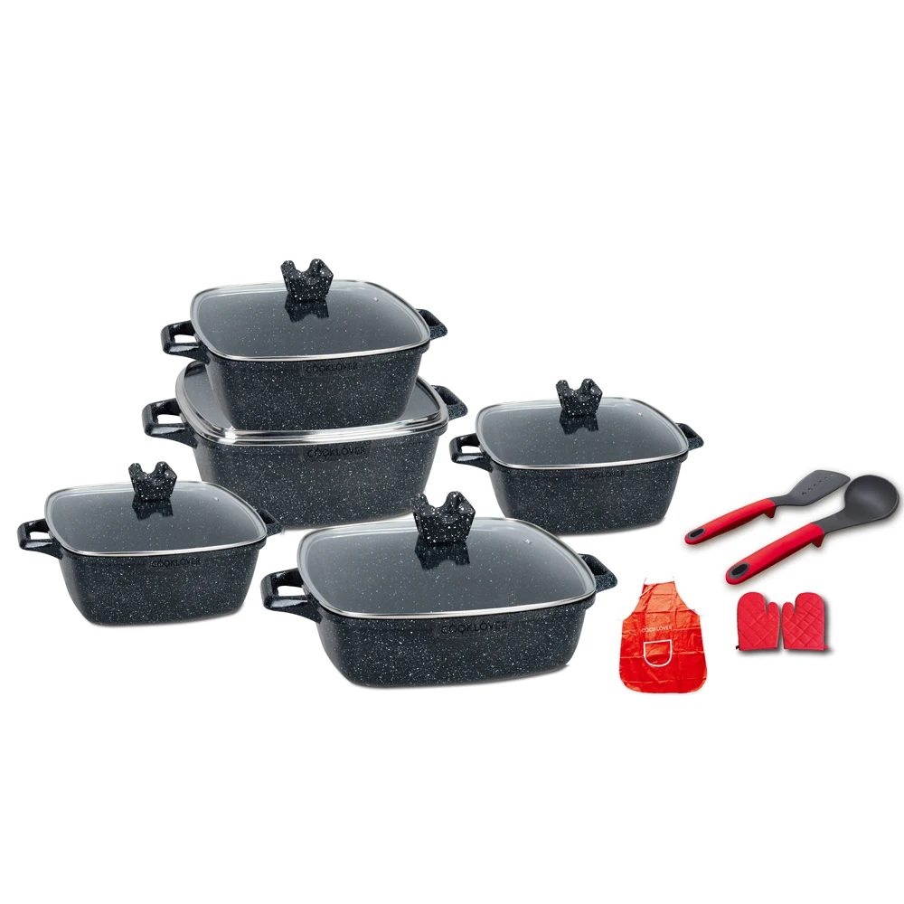 Cookware set 15 piece Die Cast Aluminum Non-stick Cookware sets, White black and copper
Cookware set 15 piece Die Cast Aluminum Non-stick Cookware sets, White black and copper