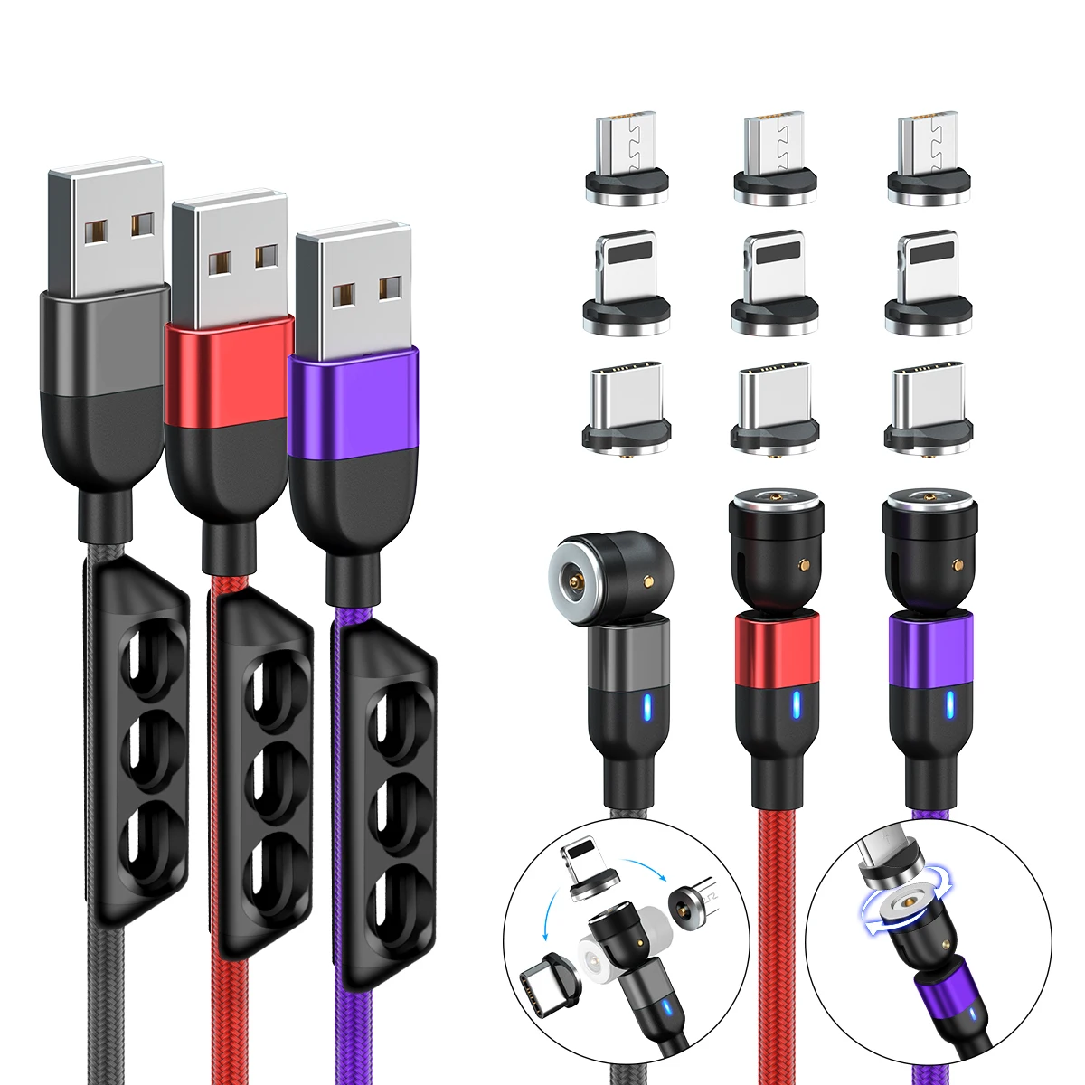 Greenport Private model 540 degree 2.4A braided magnetic charging cable usb celular L-shape straight Magnet 3 in 1 usb cable
Greenport Private model 540 degree 2.4A braided magnetic charging cable usb celular L-shape straight Magnet 3 in 1 usb cable