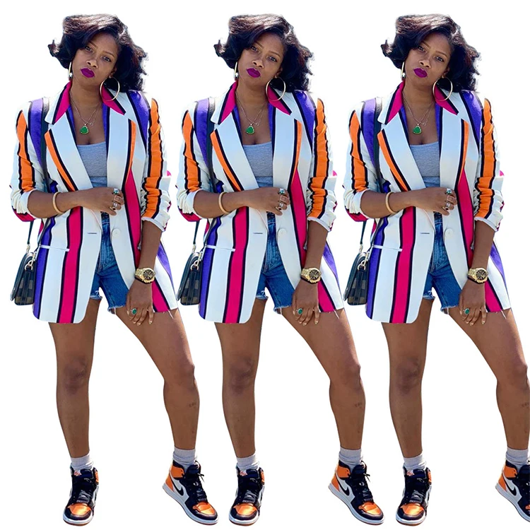Custom Clothing Classic Ladies Color Striped Blazer Long Sleeve Suits Coat Longline Blazer In Women's Suit
Custom Clothing Classic Ladies Color Striped Blazer Long Sleeve Suits Coat Longline Blazer In Women's Suit