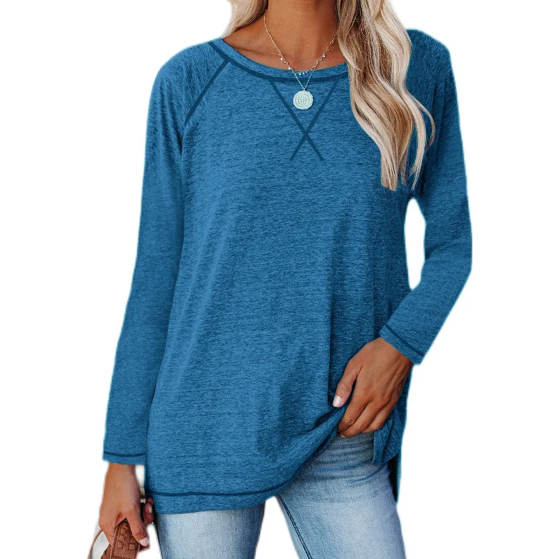 Autumn women clothes 2021 European and American cross-bordernew color line round collar long sleeve T-shirt blouse women, Picture showed
Autumn women clothes 2021 European and American cross-bordernew color line round collar long sleeve T-shirt blouse women, Picture showed