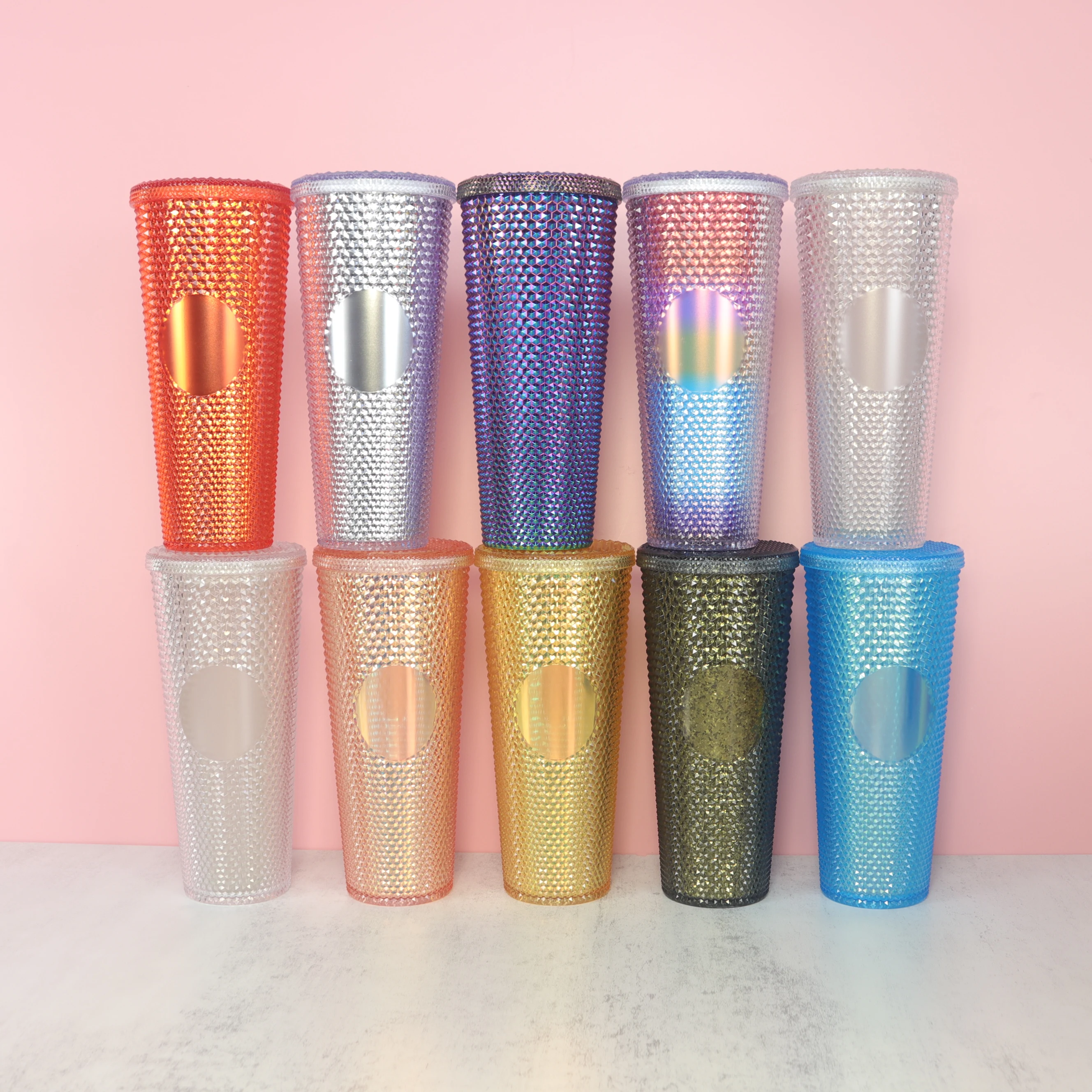 Wholesale custom tumbler cups plastic double wall diamond studded tumbler, Customized colors acceptable
Wholesale custom tumbler cups plastic double wall diamond studded tumbler, Customized colors acceptable