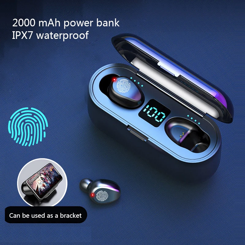 F9 bluetooth earphone power bank TWS Bluetooth headphone LED Display With 2000mah PowerBanks Headset With Microphone
F9 bluetooth earphone power bank TWS Bluetooth headphone LED Display With 2000mah PowerBanks Headset With Microphone