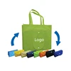 Wholesale Customized Logo Green Nonwoven Foldable Reusable Collapsible Grocery Shopping Tote Bags
