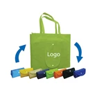 Wholesale Customized Logo Green Nonwoven Foldable Reusable Collapsible Grocery Shopping Tote Bags