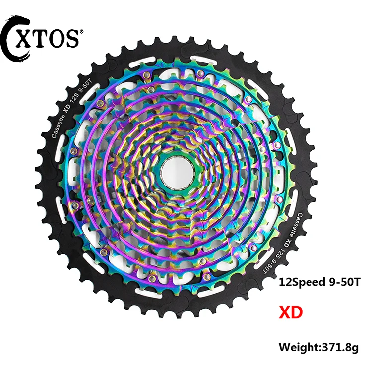 XTOS MTB 12Speed 9-50T Cassette Ultimate XD Cassette Rainbow Ultralight sprocket, Black
XTOS MTB 12Speed 9-50T Cassette Ultimate XD Cassette Rainbow Ultralight sprocket, Black