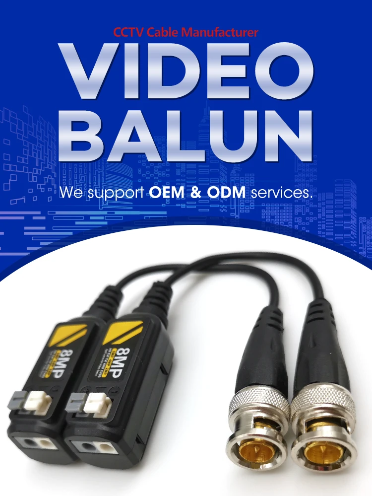 FSATECH High-frequency Signal Channel HD TVI/AHD/CVBS Transformer BNC Connector To UTP Cat5/5e/6 8MP Passive Video Balun