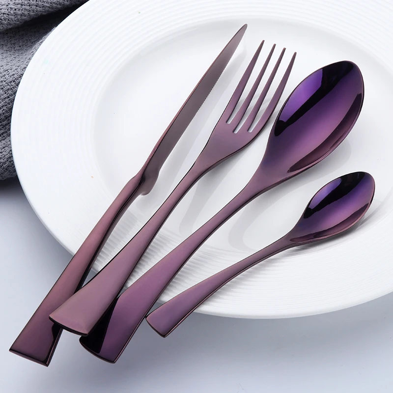 Purple Color stainless steel 16pcs Cutlery Sets for Restaurant, Silver/gold/rose gold/black/purple/blue/rainbow no.0/rainbow no.3
Purple Color stainless steel 16pcs Cutlery Sets for Restaurant, Silver/gold/rose gold/black/purple/blue/rainbow no.0/rainbow no.3