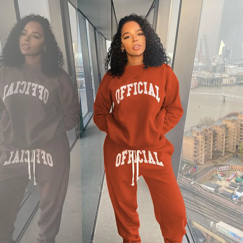 2021 Fall Winter Clothing Thick Print Crew Neck Sweatsuits For Women Autumn Outfit Joggers Suit Tracksuit Two 2 Piece Set
2021 Fall Winter Clothing Thick Print Crew Neck Sweatsuits For Women Autumn Outfit Joggers Suit Tracksuit Two 2 Piece Set