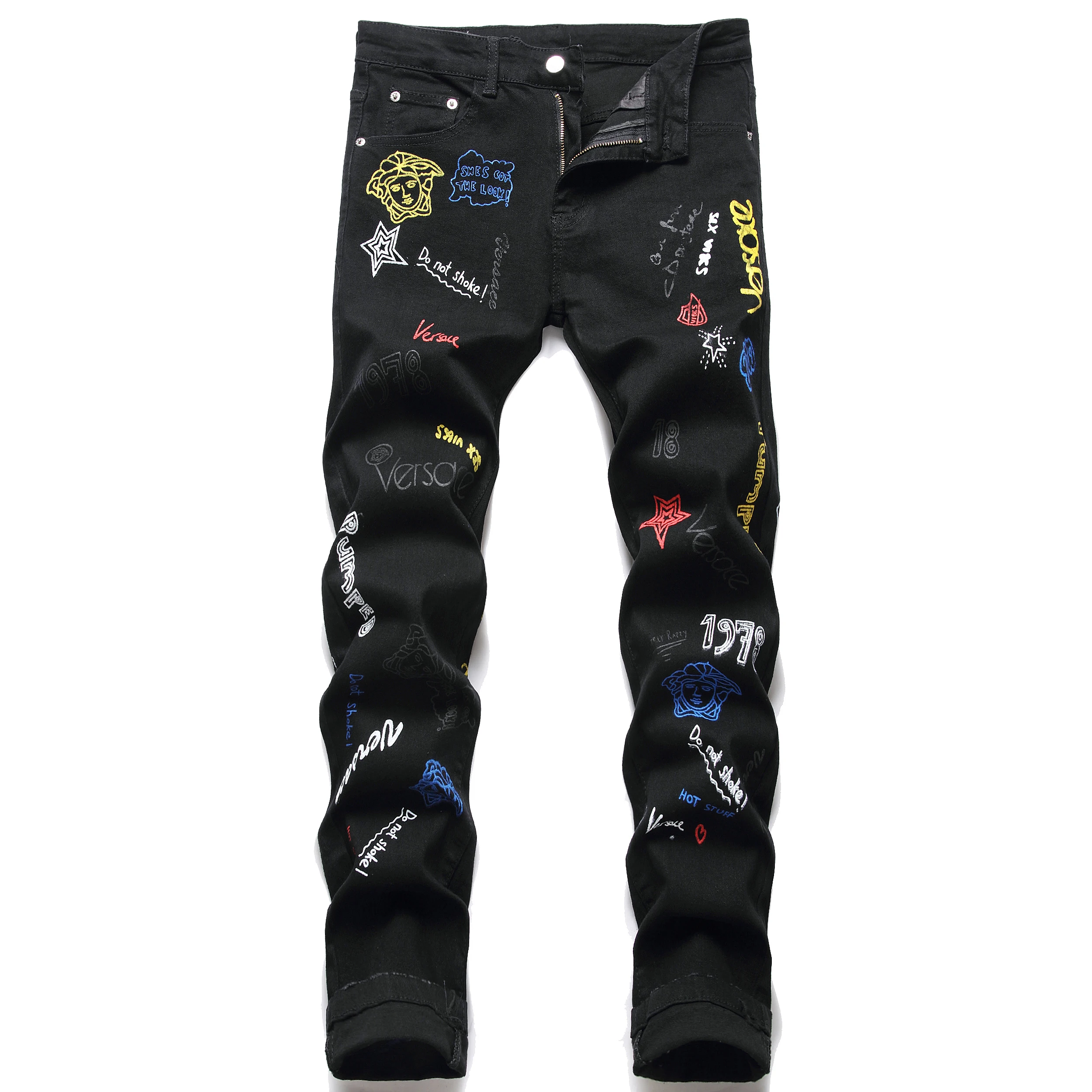 AIPA European And American Fashion Men's Slim Stretch Letter Printing Printed Black Jeans, Customized color
AIPA European And American Fashion Men's Slim Stretch Letter Printing Printed Black Jeans, Customized color