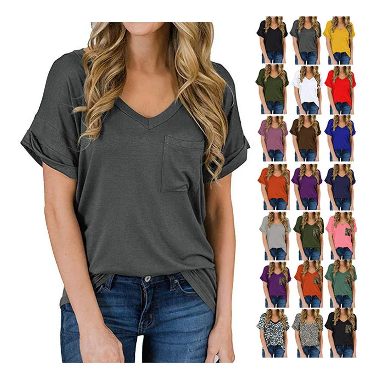 Custom sexy design v neck pocket plus size short sleeve tee tops blank loose fit t shirt women
Custom sexy design v neck pocket plus size short sleeve tee tops blank loose fit t shirt women