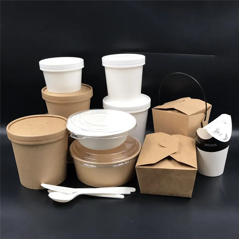 Eco Paper Products Ml Biodegradable Brown Kraft Paper Take Away