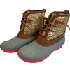 lace front adults kids glitter duck boots with pink sole