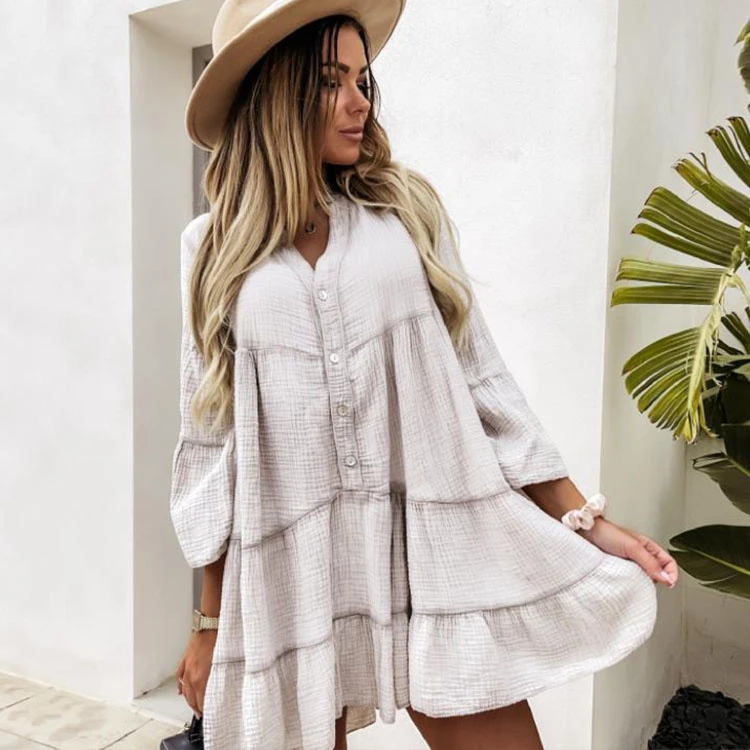 PEARL Hot Selling Spring 2021 Button Solid Color Robe Femme Summer Sexy Dresses Women Clothing Dress 
PEARL Hot Selling Spring 2021 Button Solid Color Robe Femme Summer Sexy Dresses Women Clothing Dress