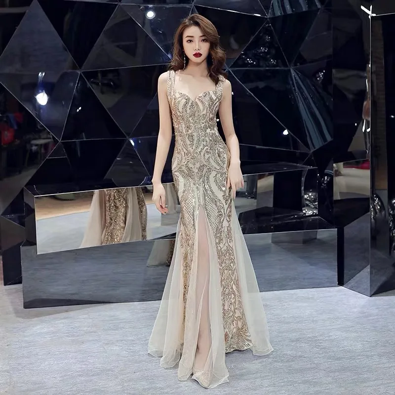 2020 new summer ladies noble sequins evening party wear gold long evening fish cut gown dress, Blue, red,wine red long evening dress fish cut
2020 new summer ladies noble sequins evening party wear gold long evening fish cut gown dress, Blue, red,wine red long evening dress fish cut