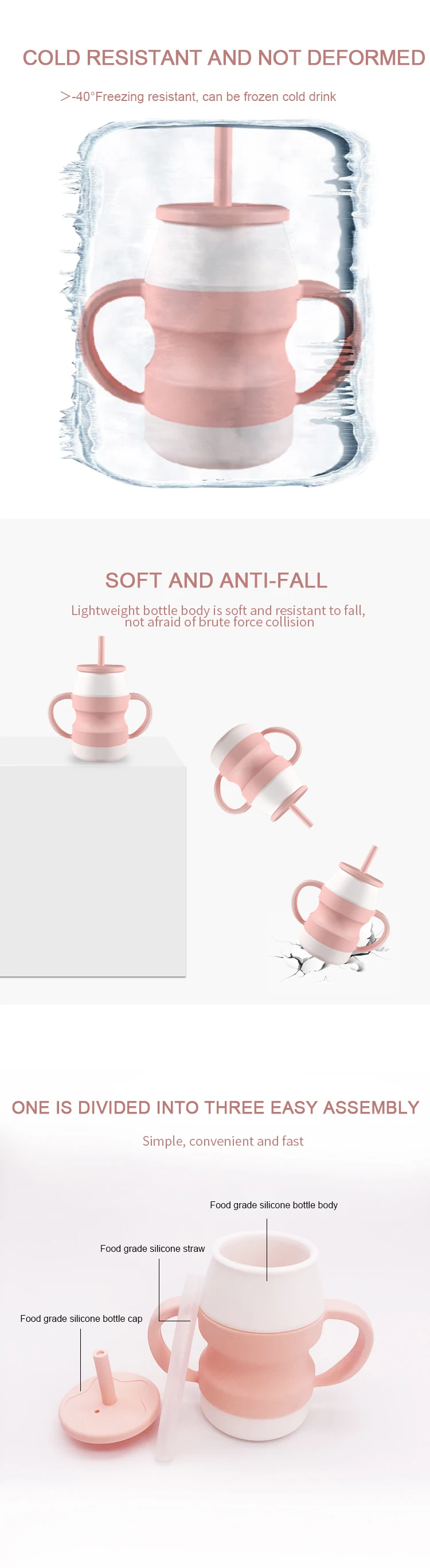 Wholesale Kids Training Drinking Water Cup With Handle Silicone Baby Cups with lids