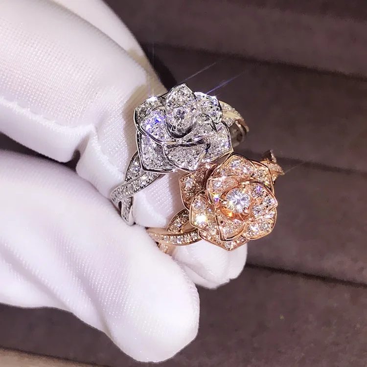 Cute Fashion Big Rose Flower Ring Luxury Female Silver Rose Gold Engagement Ring Vintage Party Wedding Band Rings For Women, Customized color
Cute Fashion Big Rose Flower Ring Luxury Female Silver Rose Gold Engagement Ring Vintage Party Wedding Band Rings For Women, Customized color