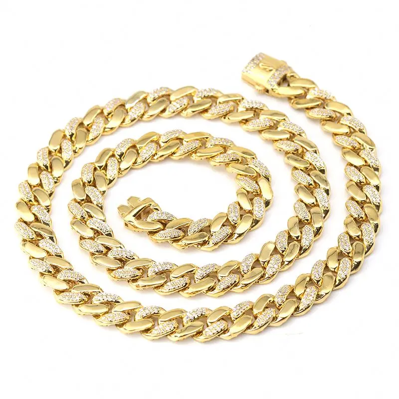 Bling Hip-Hop Jewelry Diamond Iced Out Gold Plated Necklace Jewellery Men Curb Cuban Link Chain with Cubic Zircon, Customer request
Bling Hip-Hop Jewelry Diamond Iced Out Gold Plated Necklace Jewellery Men Curb Cuban Link Chain with Cubic Zircon, Customer request