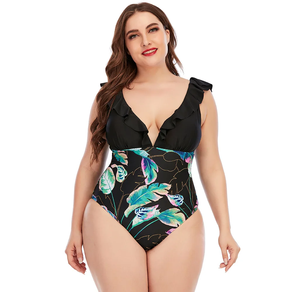 2021 European and American new large size one-piece swimsuit plus fat one-piece printed color-blocking ruffled swimsuit, Picture showed
2021 European and American new large size one-piece swimsuit plus fat one-piece printed color-blocking ruffled swimsuit, Picture showed